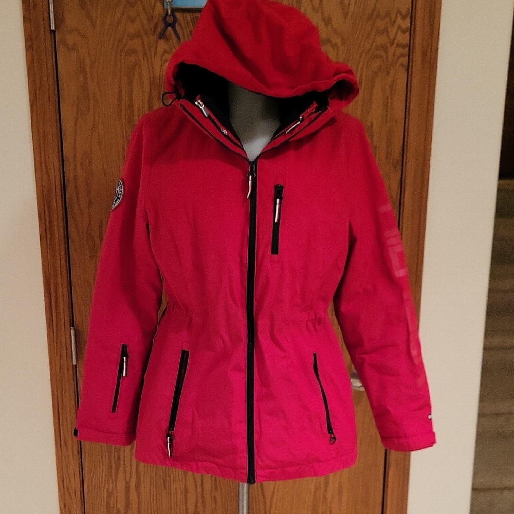 TOMMY HILFIGER 3 In 1 All Weather System Jacket, Medium, Red.Coat